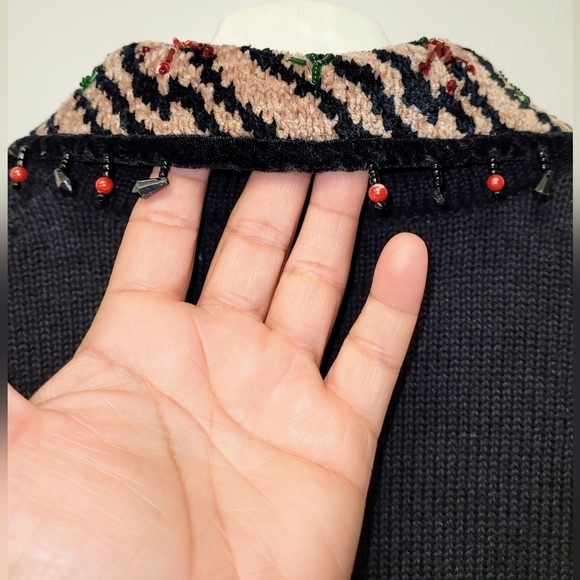 Jack B.Quick Vintage Chenille Beaded Animal Print Christma Sweater Sized S - Picture 11 of 13